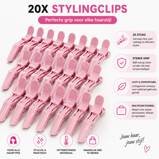 20 STUKS | Professionele Stylingclips™ – Perfecte Grip & Verzorgd Stylen