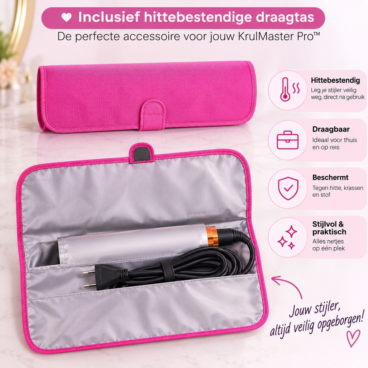 Hittebestendige Haarstylingtas™ – Veilig Opbergen & Meenemen